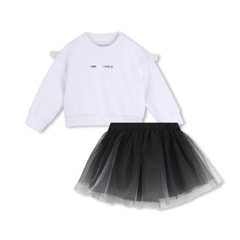 Girls White & Black Tulle Skirt