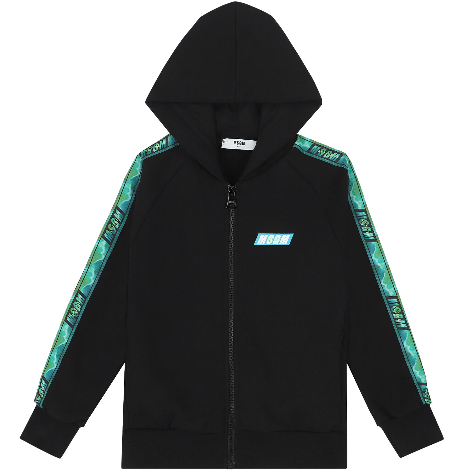 Boys Black Logo Zip Up Top, 1, hi-res image number null