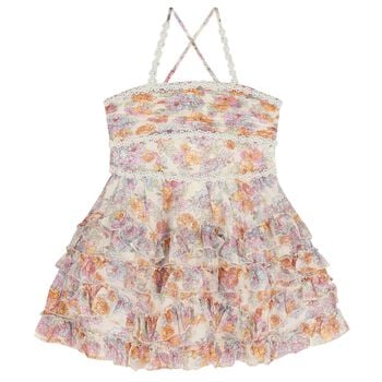 Girls Ivory Floral Mini Dress