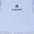 Girls Blue & White Striped Logo Dress, 1, hi-res