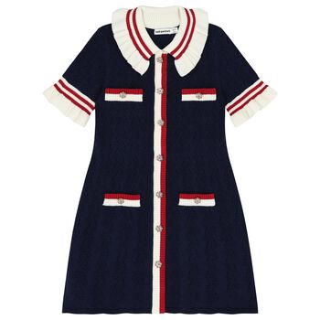 Girls Navy Blue Knit Dress