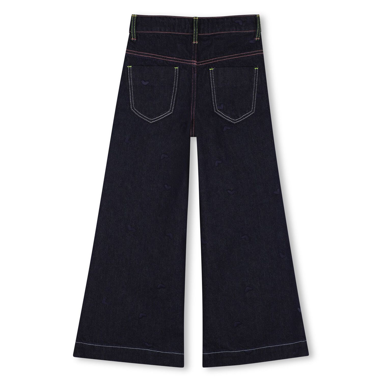 Girls Blue Denim Heart Wide Leg Jeans, 1, hi-res