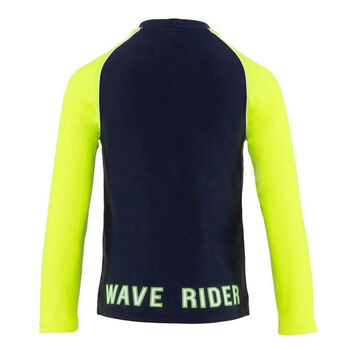 Boys Navy and Neon Long Sleeve Rash Vest UPF 50+