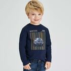 Boys Navy Car Long Sleeve Top, 2, hi-res