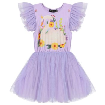 Girls Purple Swan Tulle Dress