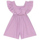 Girls Purple Crochet Flower Playsuit, 1, hi-res