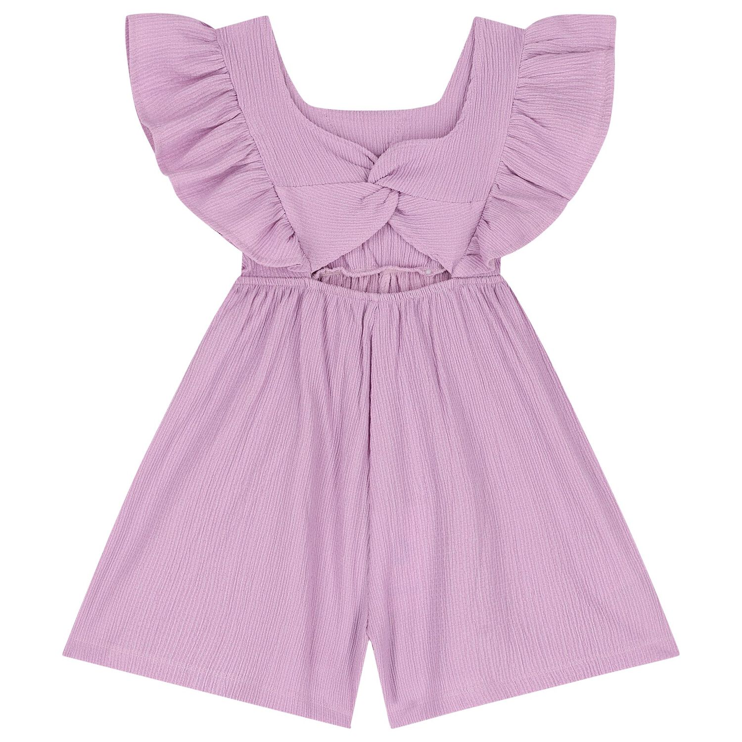 Girls Purple Crochet Flower Playsuit, 1, hi-res