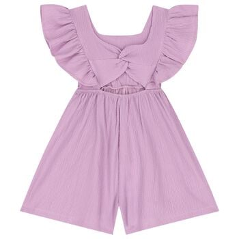 Girls Purple Crochet Flower Playsuit