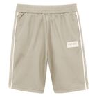 Boys Beige Logo Shorts, 2, hi-res