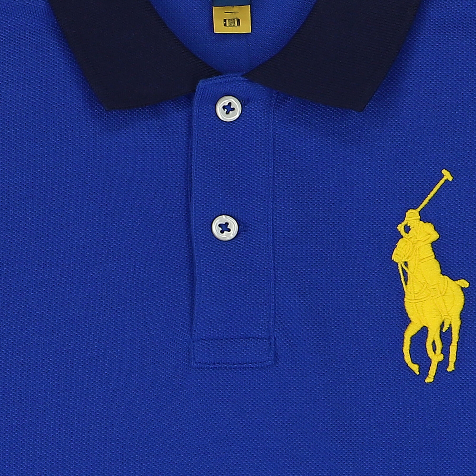 Blue polo shirt sales with yellow horse