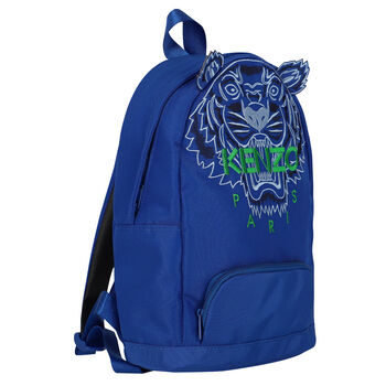 حقيبة ظهر بشعار النمر باللون الأزرق للأولاد 