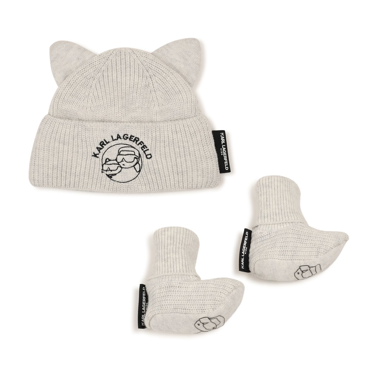 Grey Hat & Bootie Ikonik Karl & Choupette Baby Gift Set, 1, hi-res