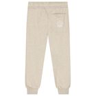 Girls Beige Embroidered Logo Joggers, 1, hi-res
