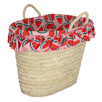 Girls Beige Straw Bag