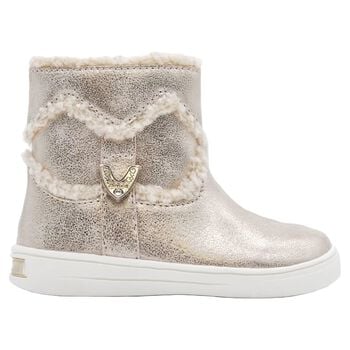Girls Gold Faux Fur Boots
