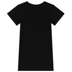 Girls Black Logo T-Shirt Dress, 1, hi-res