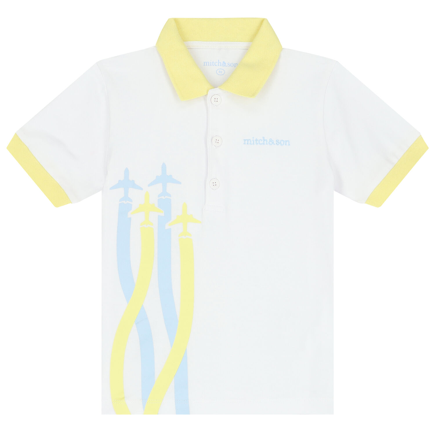 Boys White & Yellow Polo Short Set, 1, hi-res