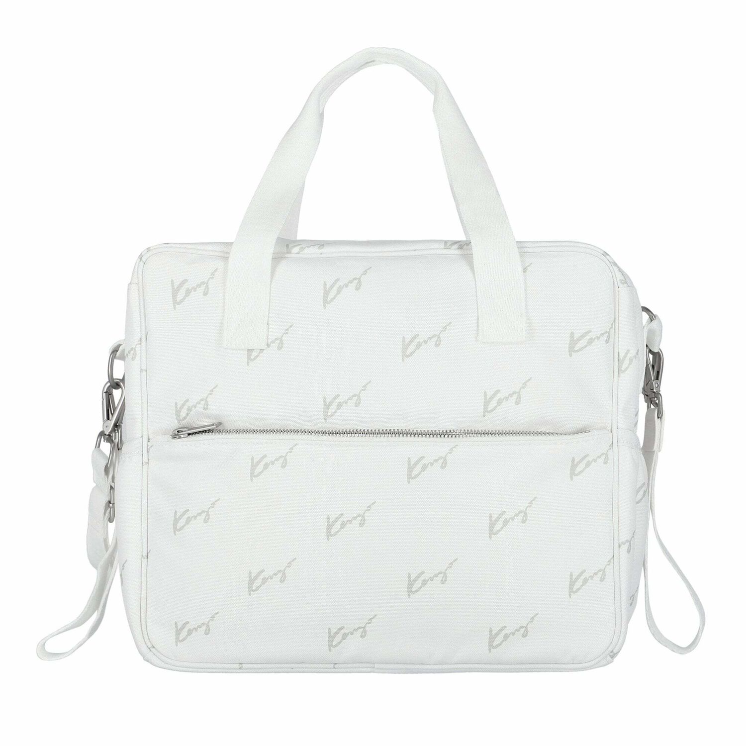 White & Grey Logo Baby Changing Bag, 3, hi-res