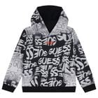 Boys Black & Grey Logo Hooded Top, 1, hi-res