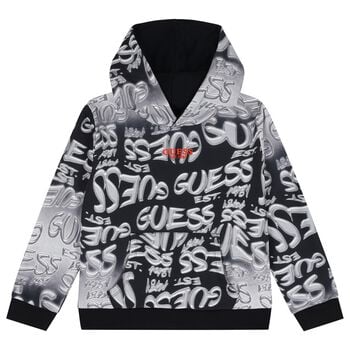 Boys Black & Grey Logo Hooded Top