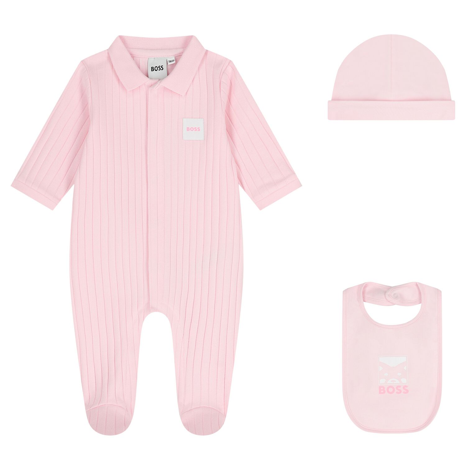 Baby Girls Pink Logo Babygrow Gift Set, 1, hi-res