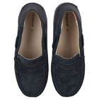 Boys Navy Blue Moccasins, 1, hi-res