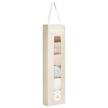 Beige, Ivory & Grey Baby Socks ( 6 Pack )