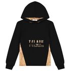 Boys Black Geo Map Hooded Top, 1, hi-res