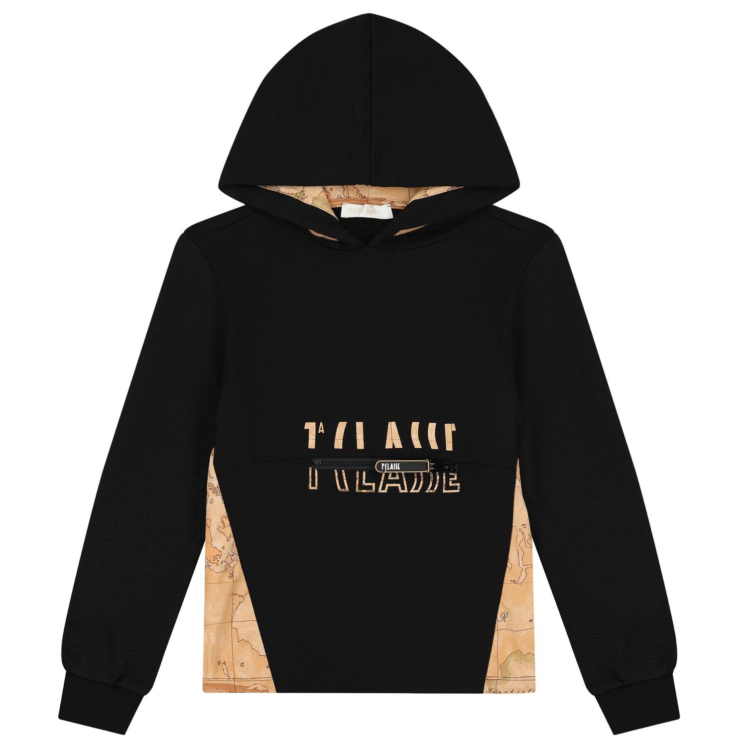 Boys Black Geo Map Hooded Top, 1, hi-res image number null