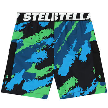 Boys Black, Blue & Green Logo Swim Shorts