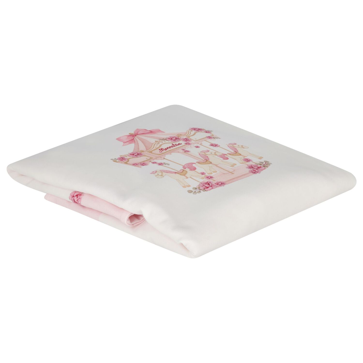 Baby Girls White & Pink Carousel Blanket, 1, hi-res