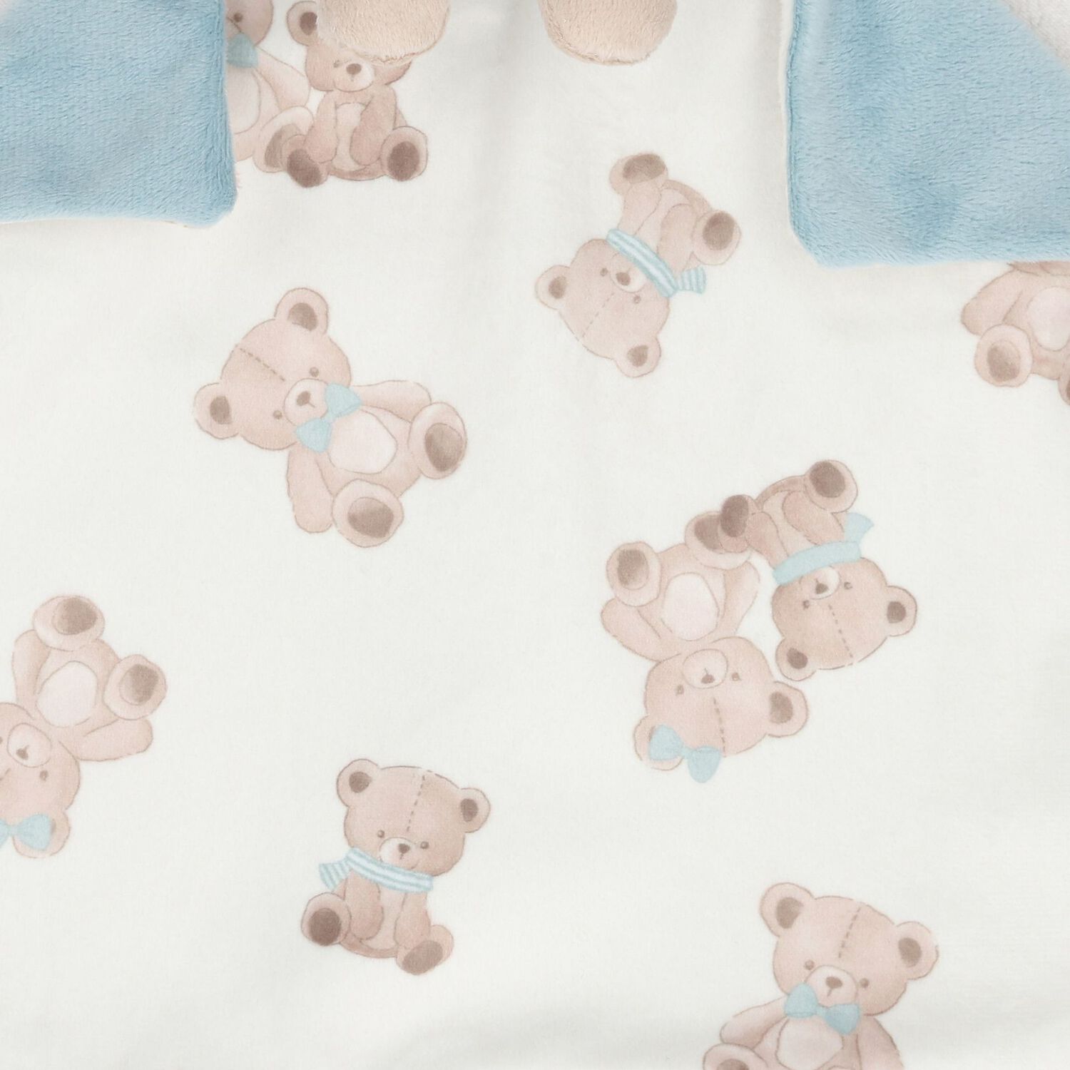 White & Blue Teddy Bear Baby Comforter, 1, hi-res