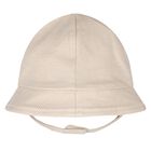 Baby Boys Beige & White Dungaree & Hat Set, 3, hi-res