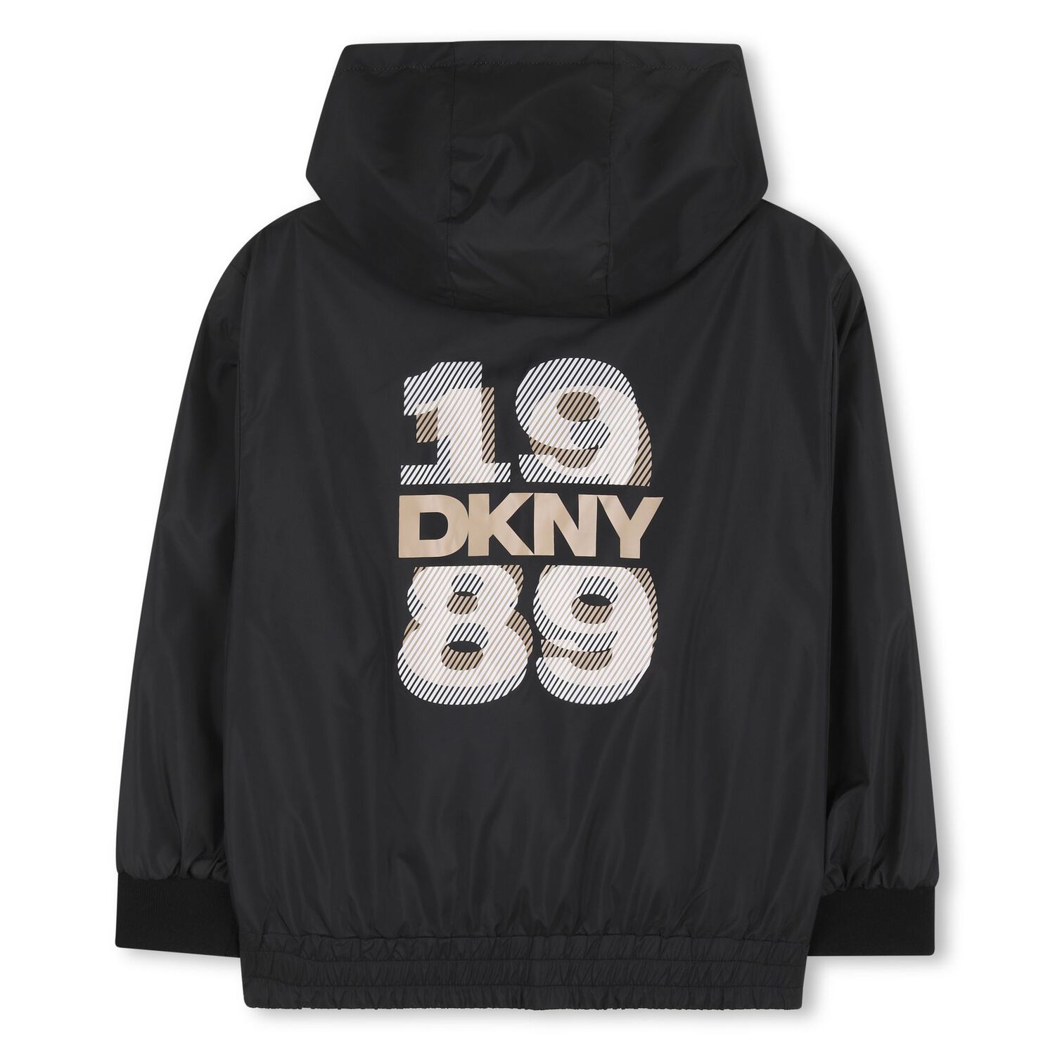 Boys Black & Beige Reversible Hooded Zip Up Top, 1, hi-res