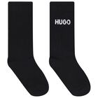 Boys Black & White Logo Socks (2 Pack), 1, hi-res
