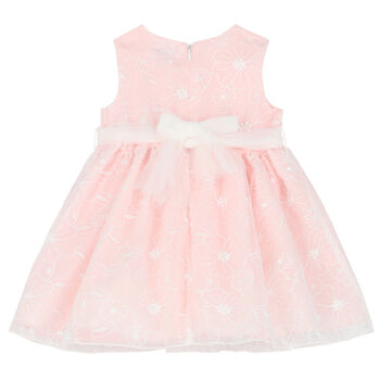 Younger Girls Pink Floral Organza Dress