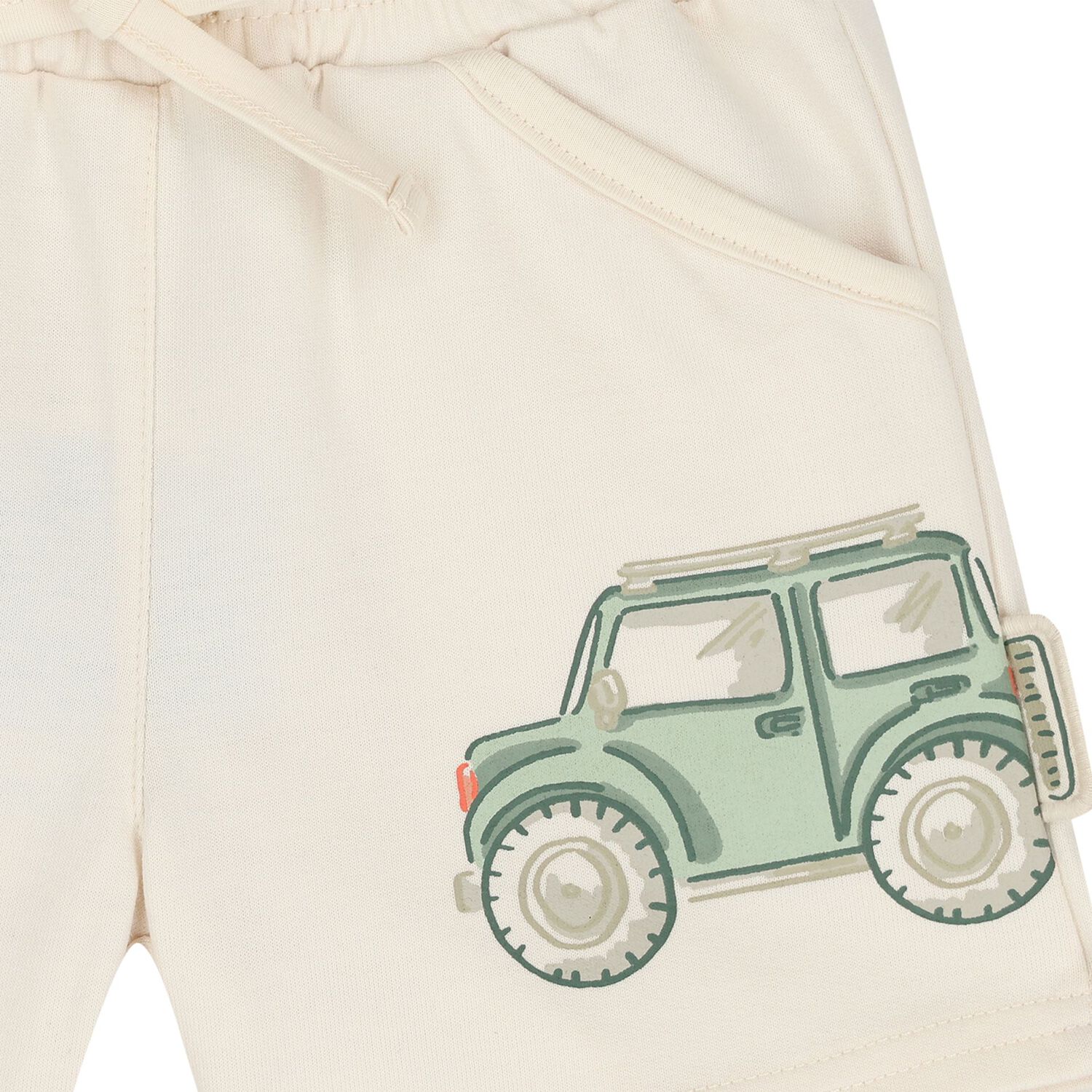 Younger Boys Ivory Vehicle Shorts, 1, hi-res