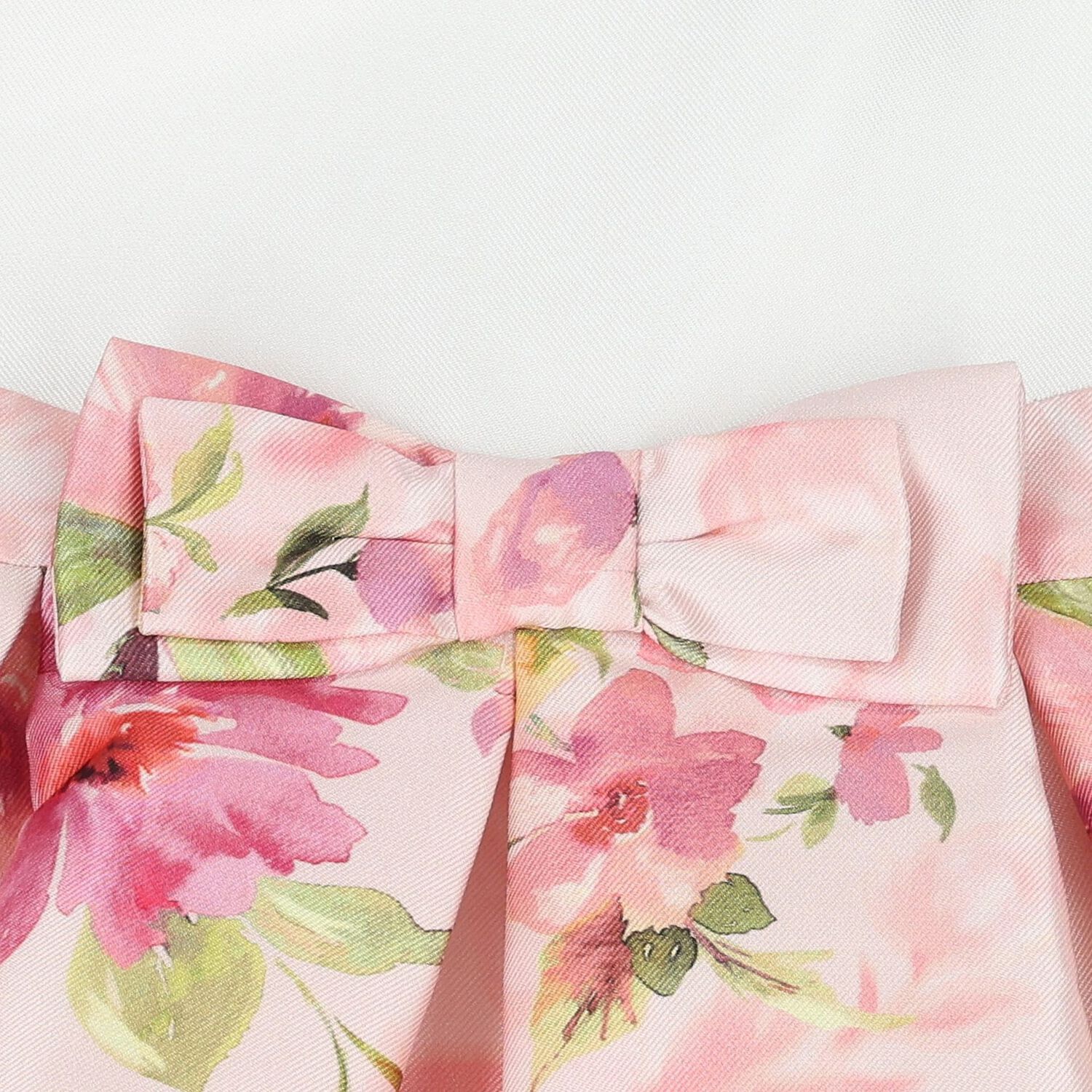 Younger Girls White & Pink Floral Satin Dress, 1, hi-res image number null