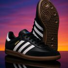 Black Logo Samba Trainers, 1, hi-res
