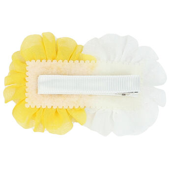Girls White & Yellow Flower Hair Clip