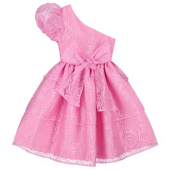 Girls Pink Floral Organza Dress