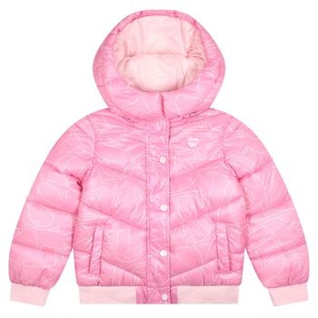 Girls Pink Bear Logo Padded Jacket