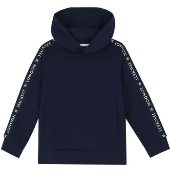 Boys Navy Logo Hooded Top