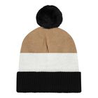 Younger Boys Black, White & Beige Logo Knitted Hat, 1, hi-res