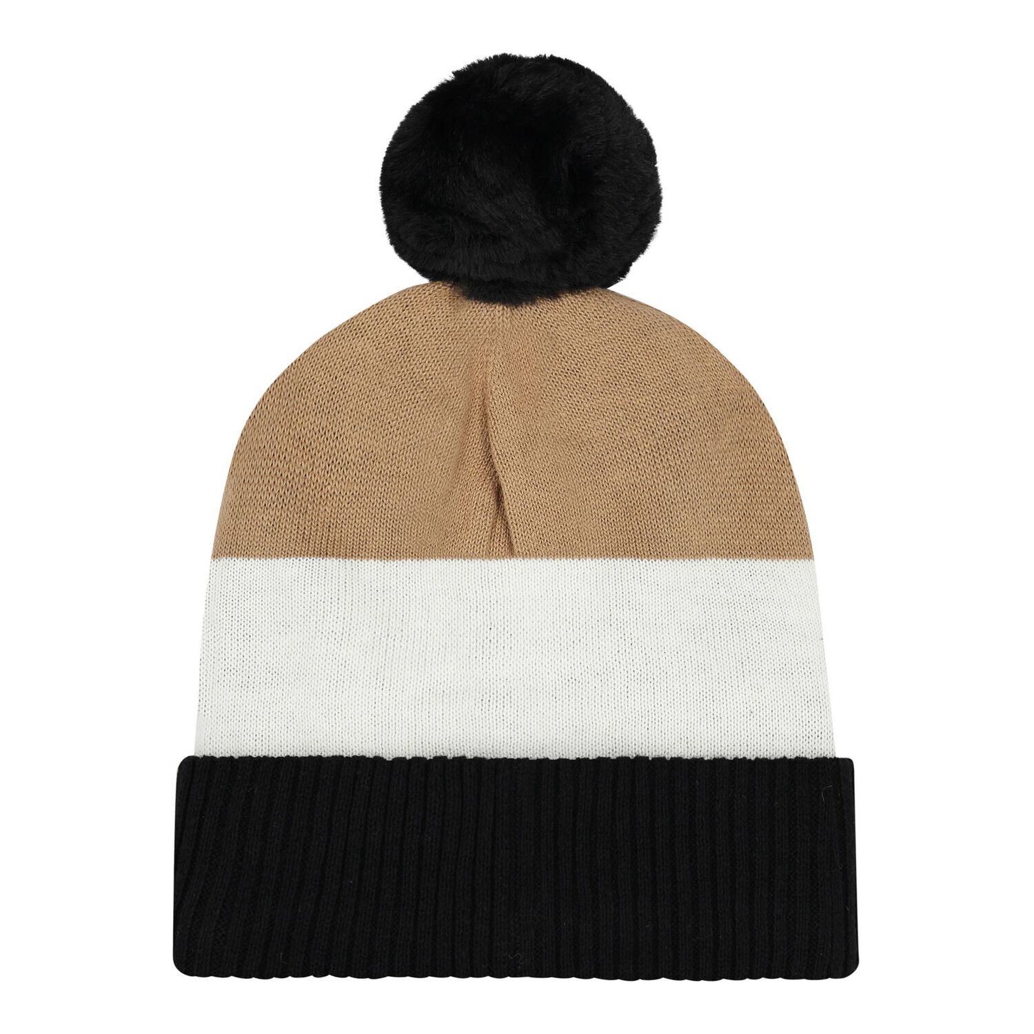 Younger Boys Black, White & Beige Logo Knitted Hat, 1, hi-res image number null