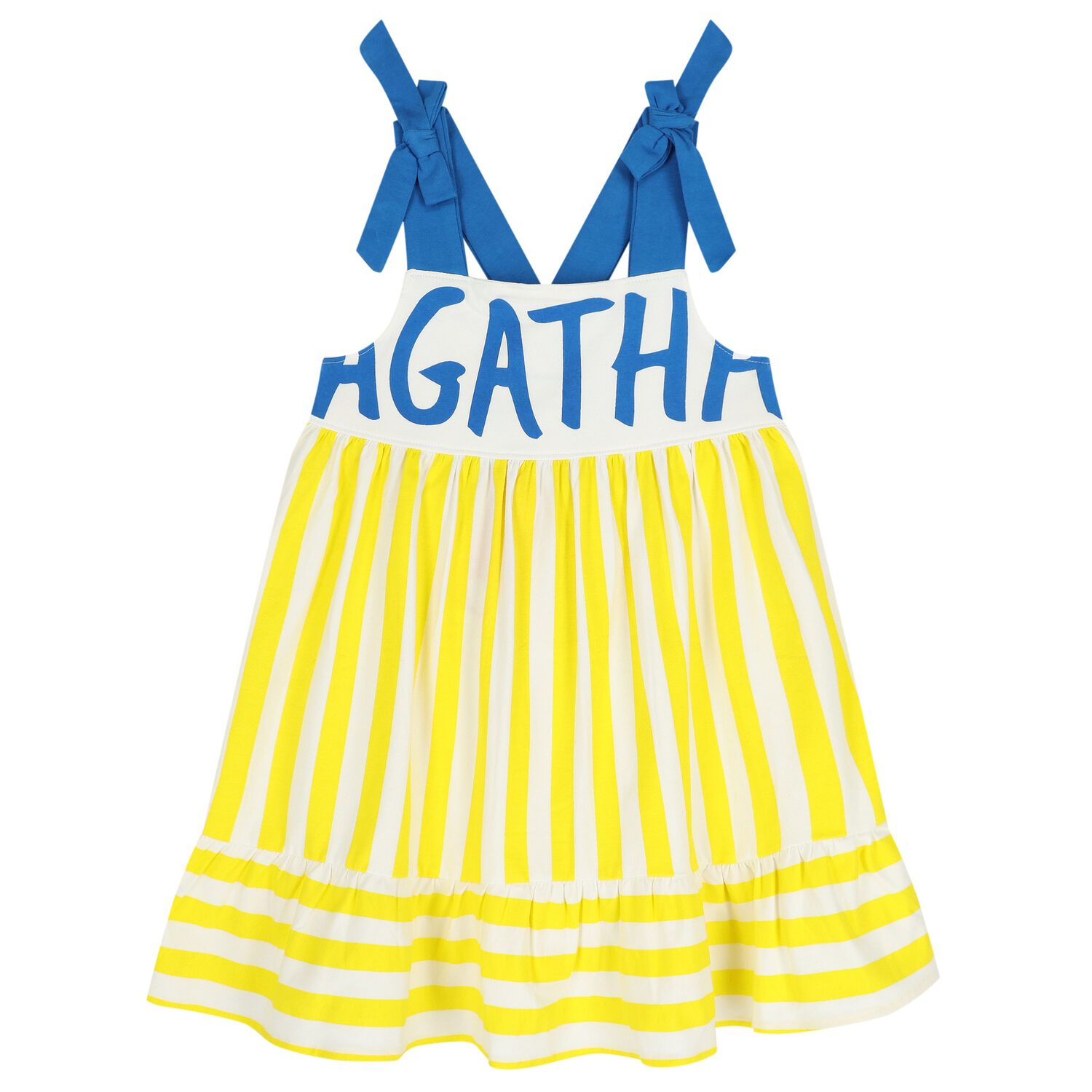 Girls White, Yellow & Blue Logo Dress, 1, hi-res