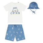 Younger Boys White & Blue Shorts Set, 1, hi-res