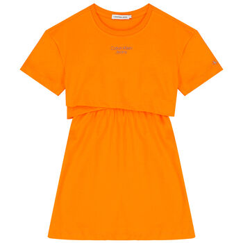 فستان بالشعار باللون البرتقالى