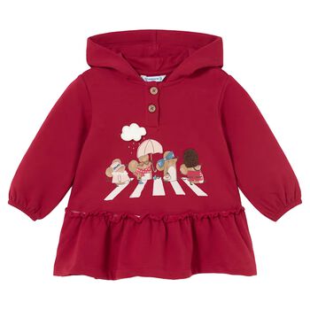 Younger Girls Red Mouse Hooded Dress