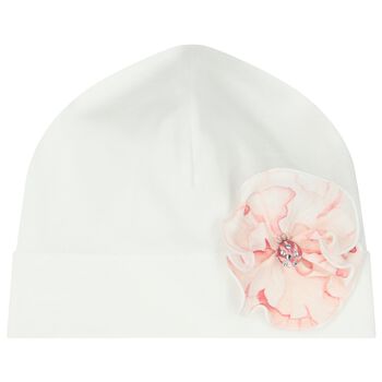 Baby Girls White Flower Hat